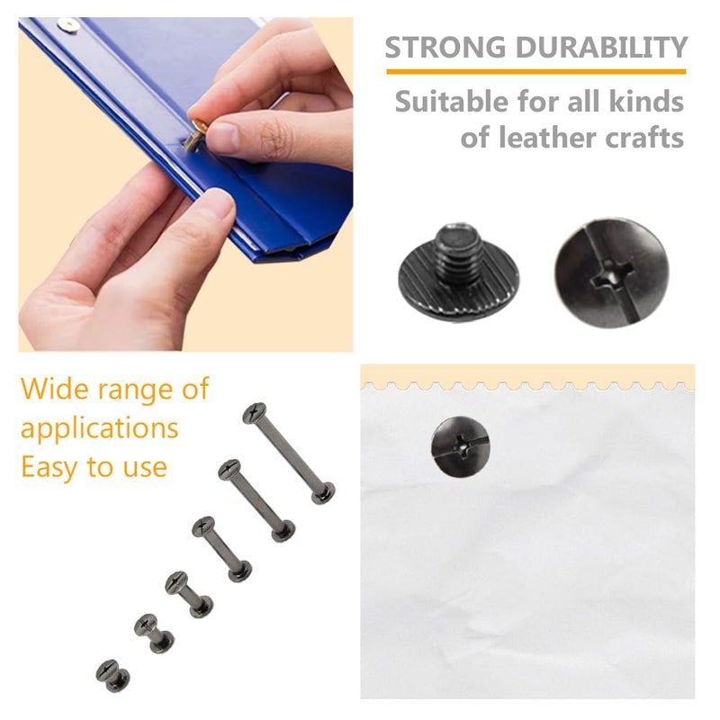 Ruidee 140 Pcs/70 Set Chicago Screws M5 Stainless Steel Binding Screw Post Leather Screws Metal Nail Rivet Chicago Button for Albums Belt Bookbinding (ZD-C/Gunmetal) - Image 4